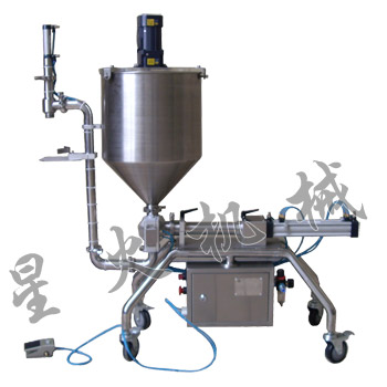 攪拌式濃醬電動灌裝機(jī)，半自動辣椒醬灌裝機(jī)