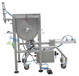 臥式攪拌醬類電動(dòng)灌裝機(jī)，單頭臥式大顆粒醬料灌裝機(jī)
